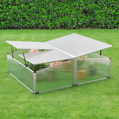 In And OutdoorMatch Tuinkas Gamon - Mini Kas - 100x120x30-40 cm - Aluminium Polycarbonaat - Weerbestendig Garden Storage box