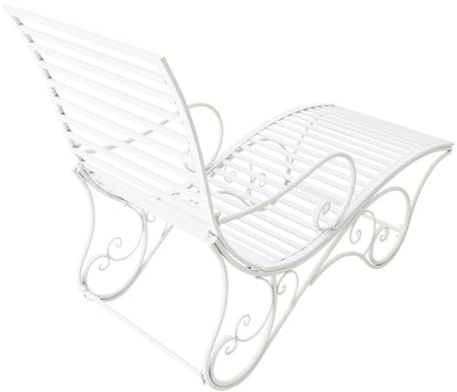 In And OutdoorMatch Tuinligstoel Roman - Wit - Ijzer - Buitenligstoel - Ligstoel - Hoge kwaliteit - Luxe Stijlvolle Tuinligstoel - Tijdloos Design Garden Chair