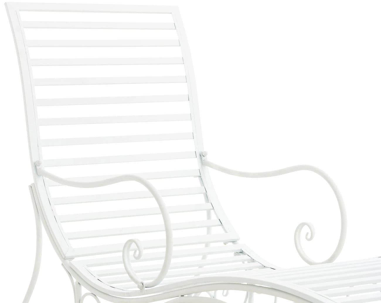 In And OutdoorMatch Tuinligstoel Roman - Wit - Ijzer - Buitenligstoel - Ligstoel - Hoge kwaliteit - Luxe Stijlvolle Tuinligstoel - Tijdloos Design Garden Chair