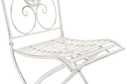 In And OutdoorMatch Tuinstoel Catharine - Grijs - Set van 2 - Metaal - Klapstoel - Buitenstoel - Stoel - Hoge kwaliteit - Stijlvolle tuinstoel - Handgemaakt antiek patina Garden Chair