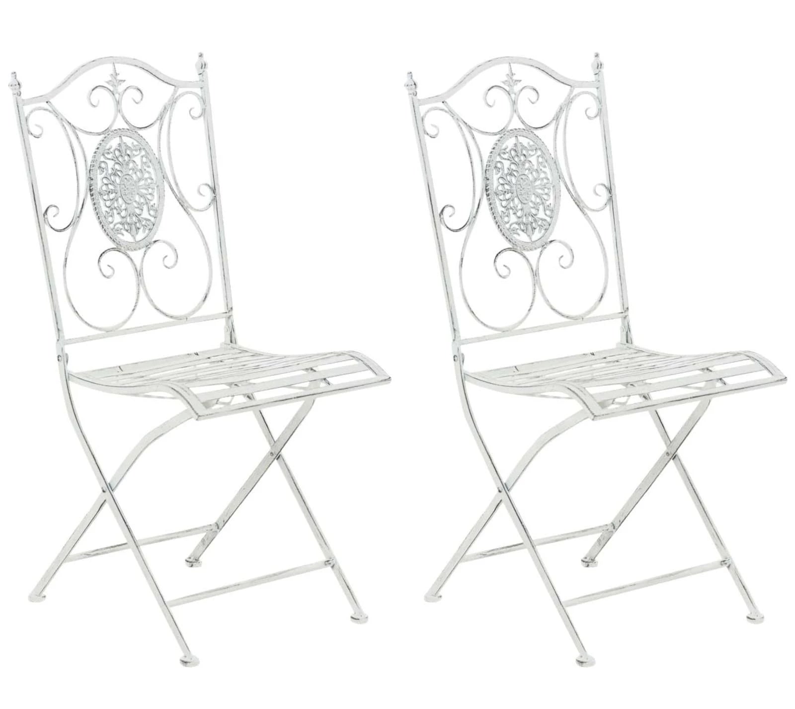 In And OutdoorMatch Tuinstoel Catharine - Grijs - Set van 2 - Metaal - Klapstoel - Buitenstoel - Stoel - Hoge kwaliteit - Stijlvolle tuinstoel - Handgemaakt antiek patina Garden Chair