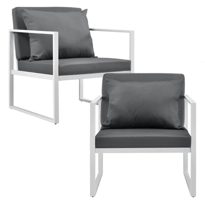 In And OutdoorMatch Tuinstoel Darwin - Tuinfauteuil - Set van 2 - Wit - 70x60x60cm - Metaal - Modern Design Garden Chair