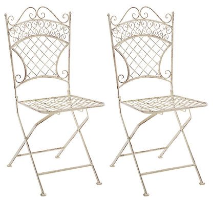 In And OutdoorMatch Tuinstoel Dina - Beige - Set van 2 - Klapstoel - Ijzer - Buitenstoel - Stoel - Hoge kwaliteit - Stijlvolle tuinstoel - Handgemaakt antiek patina Garden Chair