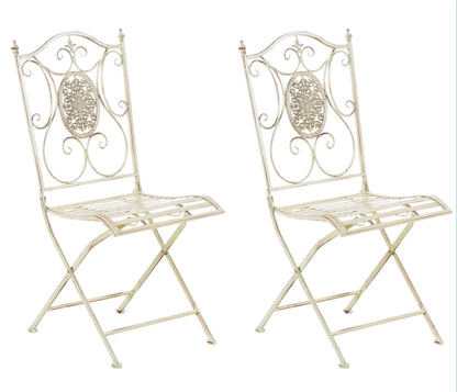 In And OutdoorMatch Tuinstoel Eloisa - Goudkleurig - Set van 2 - Metaal - Klapstoel - Buitenstoel - Stoel - Hoge kwaliteit - Stijlvolle tuinstoel - Handgemaakt antiek patina Garden Chair