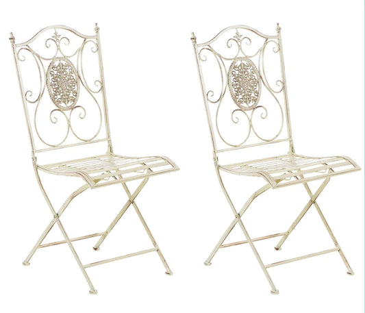 In And OutdoorMatch Tuinstoel Eloisa - Goudkleurig - Set van 2 - Metaal - Klapstoel - Buitenstoel - Stoel - Hoge kwaliteit - Stijlvolle tuinstoel - Handgemaakt antiek patina Garden Chair