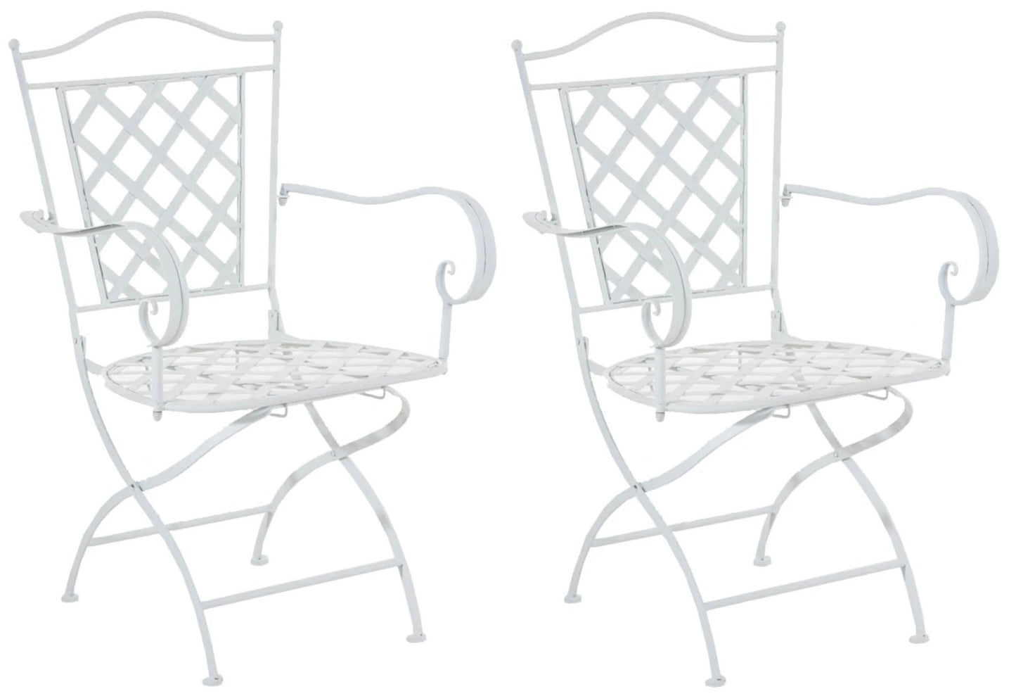 In And OutdoorMatch Tuinstoel Fatima - Zilverkleurig - Set van 2 - IJzer - Buitenstoel - Stoel - Hoge kwaliteit - Stijlvolle tuinstoel - Handgemaakte antieke patina Garden Chair