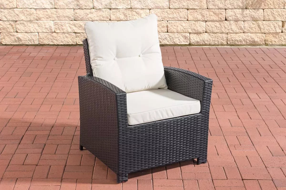 In And OutdoorMatch Tuinstoel Georgette - Weerbestendig - Loungestoel look - Wicker - Zwart/wit - Tuinstoelen set van 1 Garden Chair