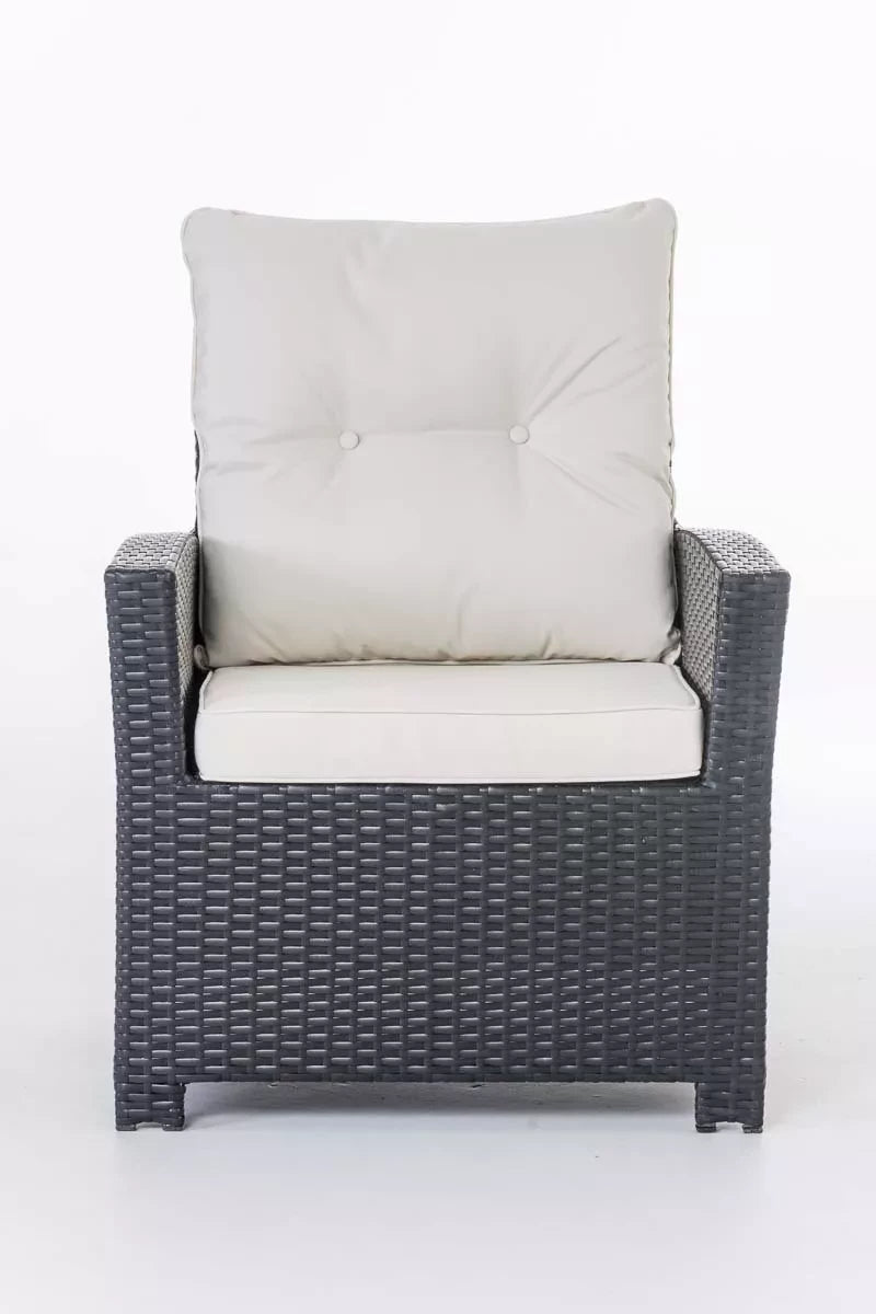 In And OutdoorMatch Tuinstoel Georgette - Weerbestendig - Loungestoel look - Wicker - Zwart/wit - Tuinstoelen set van 1 Garden Chair