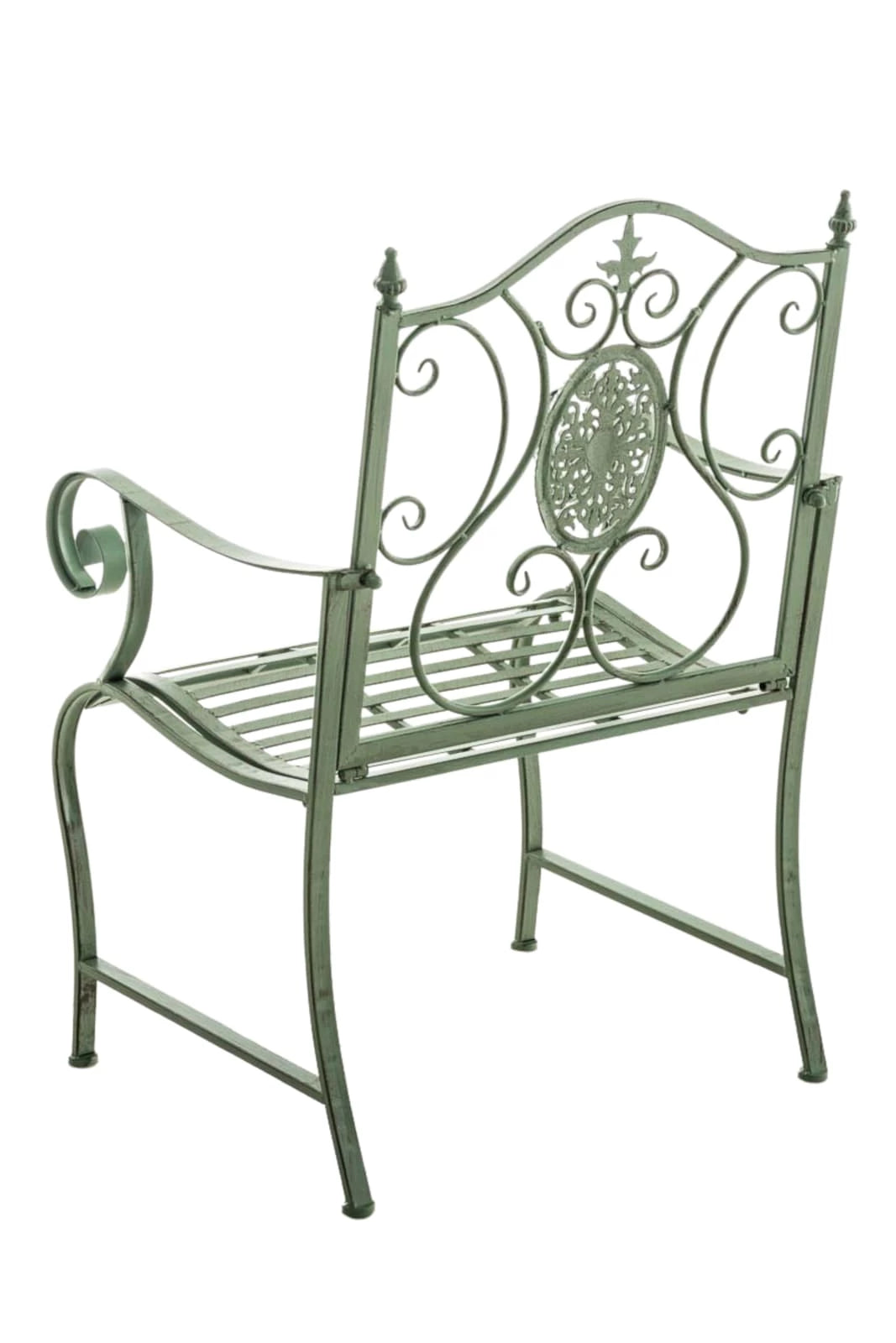 In And OutdoorMatch Tuinstoel Kenny - Groen - Set van 2 - Ijzer - Buitenstoel - Stoel - Hoge kwaliteit - Stijlvolle tuinstoel - Handgemaakt antiek patina Garden Chair