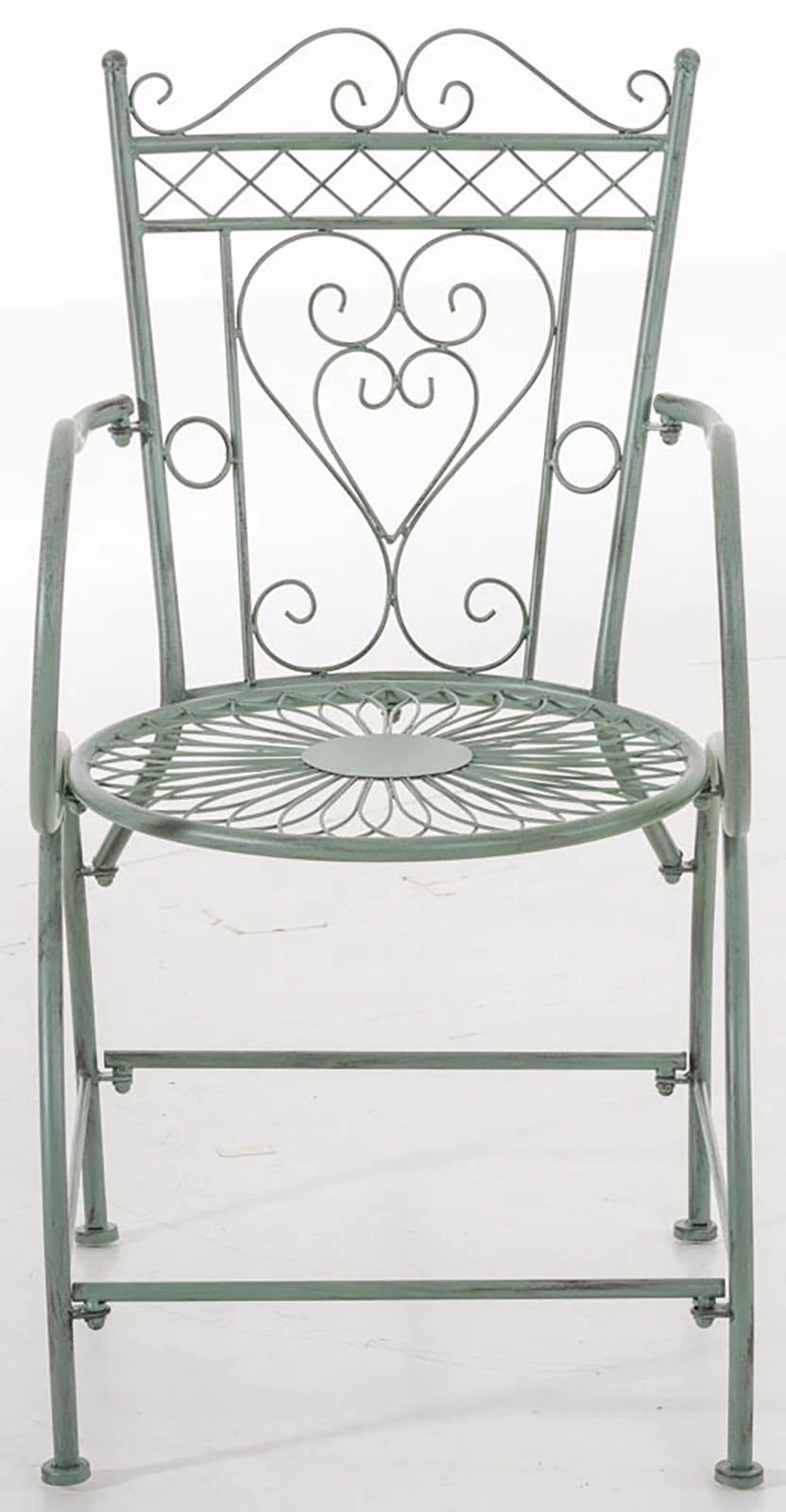 In And OutdoorMatch Tuinstoel Lola - Antiek Groen - Set van 2 - Ijzer - Buitenstoel - Stoel - Hoge kwaliteit - Luxe stijlvolle tuinstoel - Handgemaakt antiek patina Garden Chair