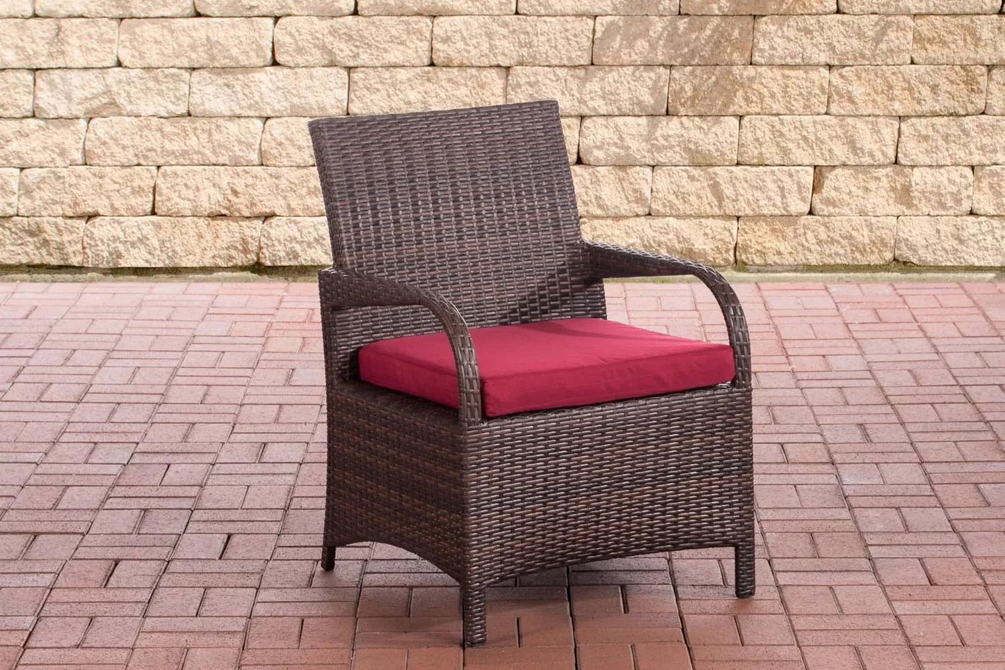 In And OutdoorMatch Tuinstoel Marcelina - Robijn rood - Weerbestendig - Loungestoel look - Wicker - Tuinstoelen set van 1 Garden Chair