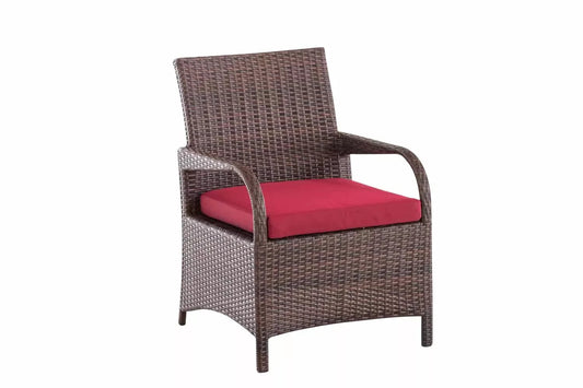 In And OutdoorMatch Tuinstoel Marcelina - Robijn rood - Weerbestendig - Loungestoel look - Wicker - Tuinstoelen set van 1 Garden Chair