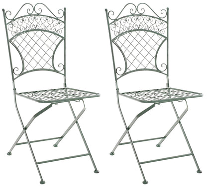 In And OutdoorMatch Tuinstoel Rens - Groen - Set van 2 - Klapstoel - Ijzer - Buitenstoel - Stoel - Hoge kwaliteit - Stijlvolle tuinstoel - Handgemaakt antiek patina Garden Chair