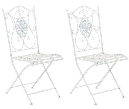 In And OutdoorMatch Tuinstoel Rue - Wit - Set van 2 - Metaal - Klapstoel - Buitenstoel - Stoel - Hoge kwaliteit - Stijlvolle tuinstoel - Handgemaakt antiek patina Garden Chair