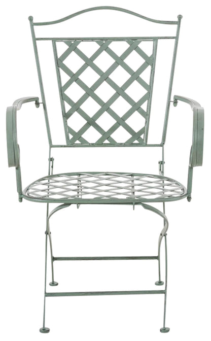 In And OutdoorMatch Tuinstoel Valeria - Groen - Set van 2 - Ijzer - Buitenstoel - Stoel - Hoge kwaliteit - Stijlvolle tuinstoel - Handgemaakt antiek patina Garden Chair