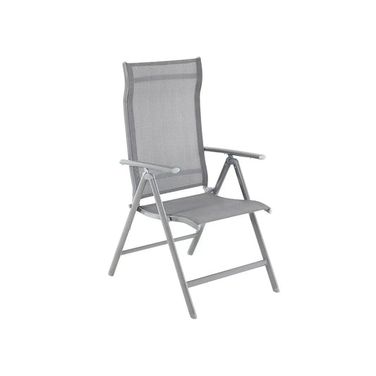 In And OutdoorMatch Tuinstoelen Yoni - Set van 4 - Klapstoelen - Buitenstoelen - Met Robuuste Aluminium Rrame - Rugleuning - Verstelbaar in 8 standen - Belastbaar tot 150 kg - Grijs Garden Chair