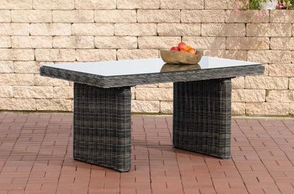 In And OutdoorMatch Tuintafel Cielo - Glastafel rotan wicker - Tuinmeubelen - Eettafel - Buitentafel - Salontafel - Grijs - 138cm Garden Table