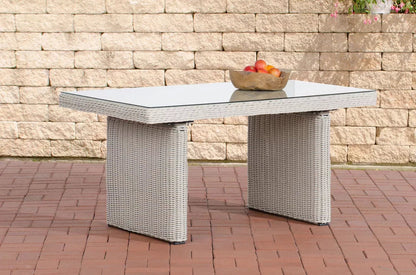 In And OutdoorMatch Tuintafel Rae - Glastafel rotan wicker - Tuinmeubelen - Eettafel - Buitentafel - Salontafel - Creme - 138cm Garden Table