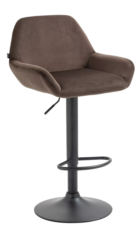 In And OutdoorMatch Velvet barkruk Cleora - Bruin - In hoogte verstelbaar - Set van 1 - Zithoogte 63-83cm - Met rugleuning - Voor keuken en bar - Ergonomische barstoelen Barkrukken / hocker