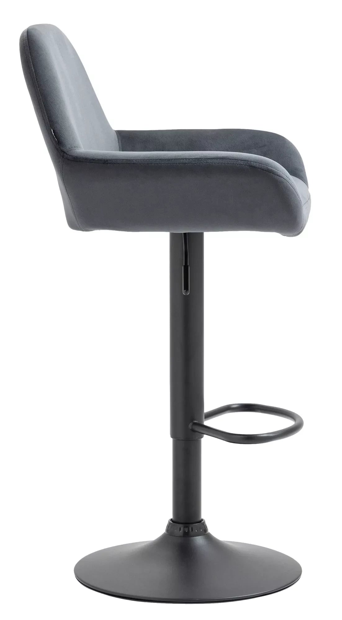 In And OutdoorMatch Velvet barkruk Magali - Grijs - In hoogte verstelbaar - Set van 1 - 63-83cm zithoogte - Met rugleuning - Voor keuken en bar - Ergonomische barstoelen Barkrukken / hocker