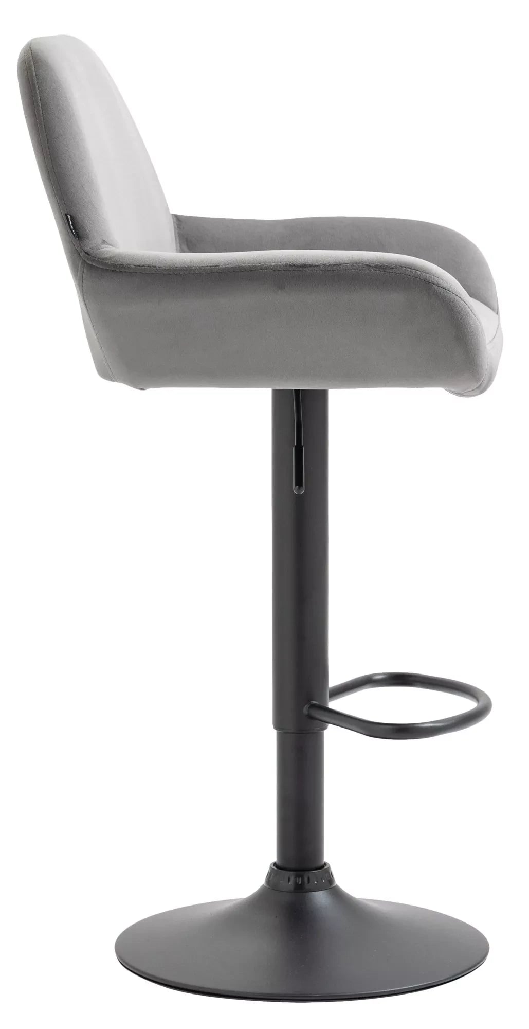 In And OutdoorMatch Velvet barkruk Monique - Lichtgrijs - In hoogte verstelbaar - Set van 1 - 63-83cm zithoogte - Met rugleuning - Voor keuken en bar - Ergonomische barstoelen Barkrukken / hocker