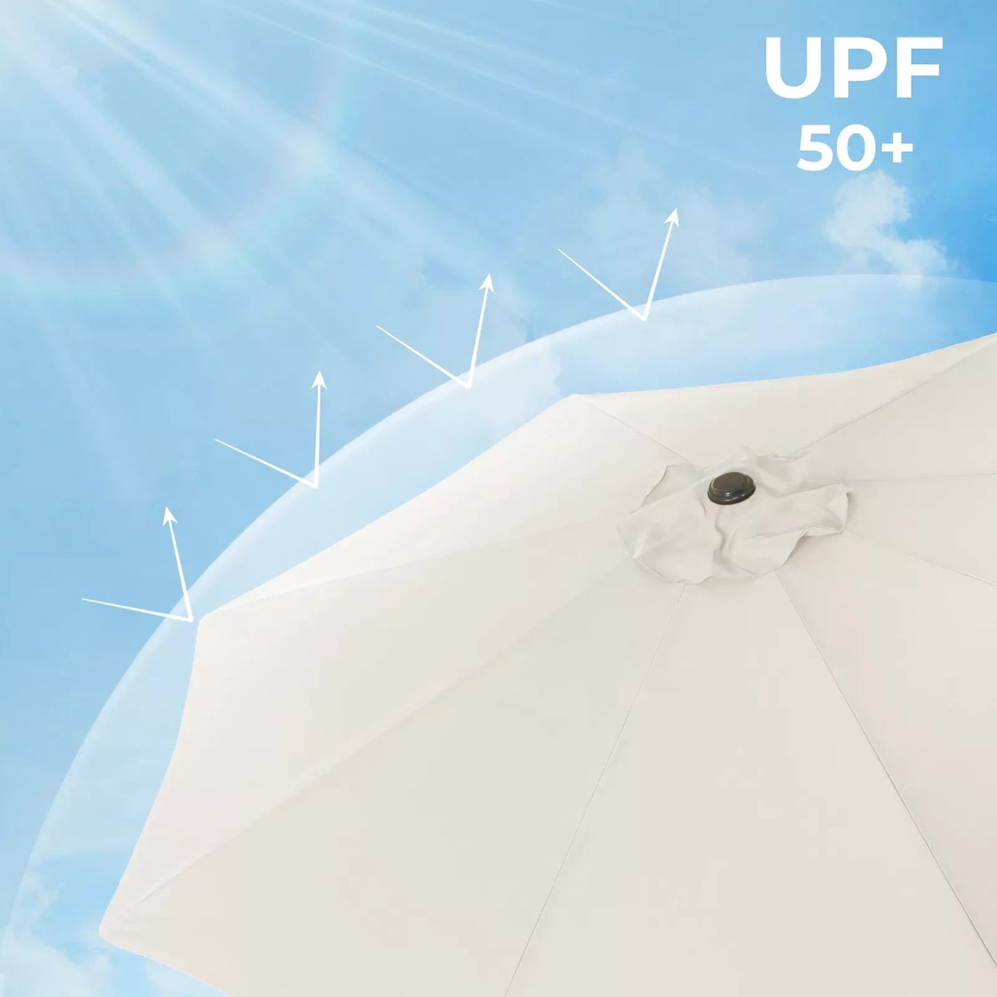 In And OutdoorMatch Verkeerslichtparaplu Jada - Parasol - 360 draaibaar - terrasparaplu - 300 cm - UV-bescherming tot UPF 50+ - Verstelbare hellingshoek - Tuinparaplu - Met zwengel en standaard - Wit Sunshade