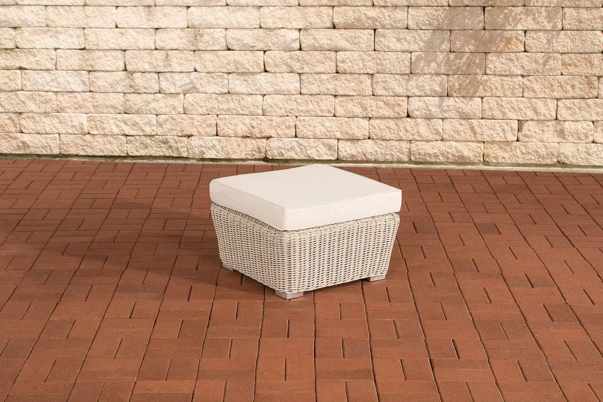 In And OutdoorMatch Voetenbank Edna - Voor buiten - Poef - Tuin - Creme/wit - 59x59x29cm Hocker / Poef