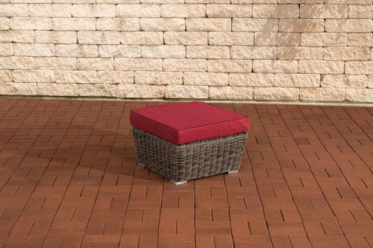 In And OutdoorMatch Voetenbank loungeset Tamia - Voor buiten - Kruk - Poef - Tuin - Rood - 59x59x30cm Hocker / Poef