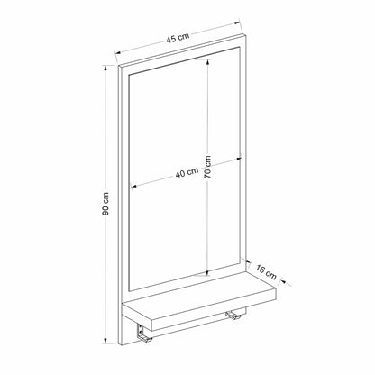 In And OutdoorMatch Wandkapstok Annamae - 90x45x16 cm - Eikenkleurig en Zwart - Spaanplaat, Kunststof en Stof - Stijlvol Design Kapstok