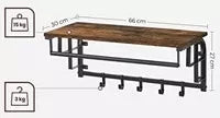 In And OutdoorMatch Wandkapstok Nat - Met Hoedenplank - Kapstok hangend - Industrieel - Zwart - Hout - 88x30x27cm Kapstok