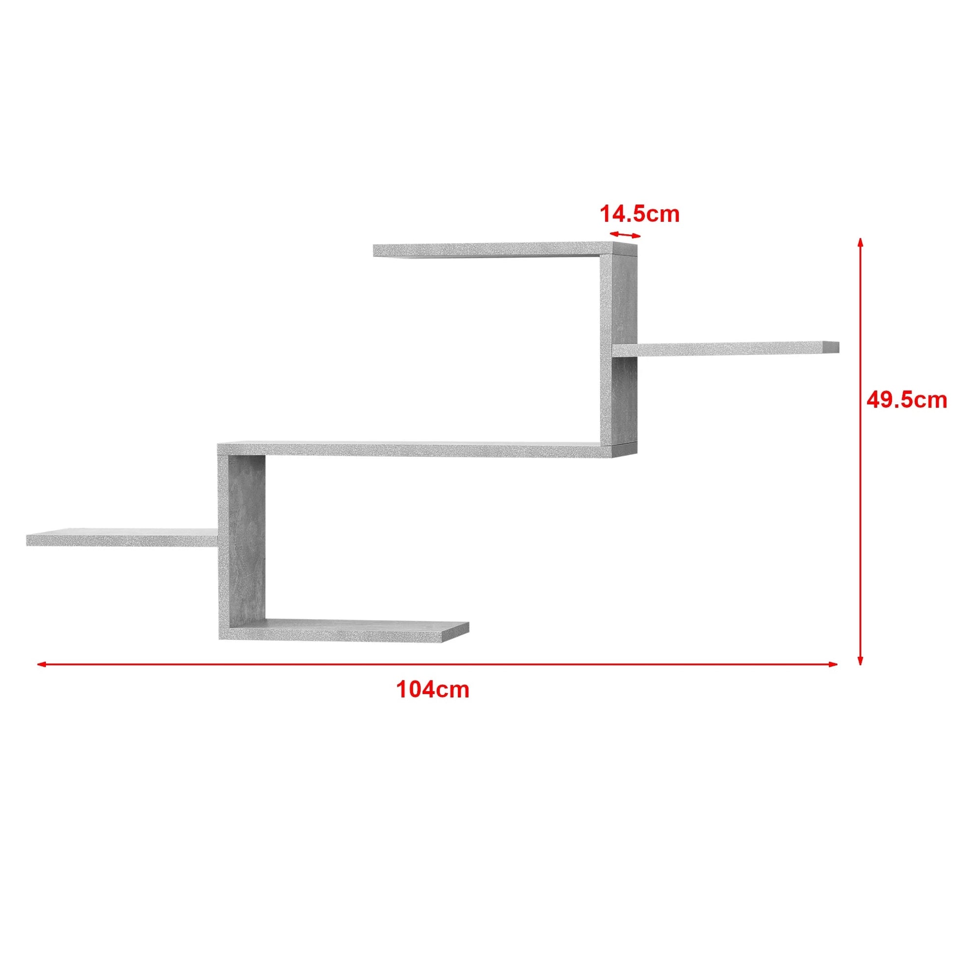 In And OutdoorMatch Wandplank Charles - 5 Planken - 104x145x49,5 cm - Betonkleurig - Spaanplaat - Modern Design Wandplank