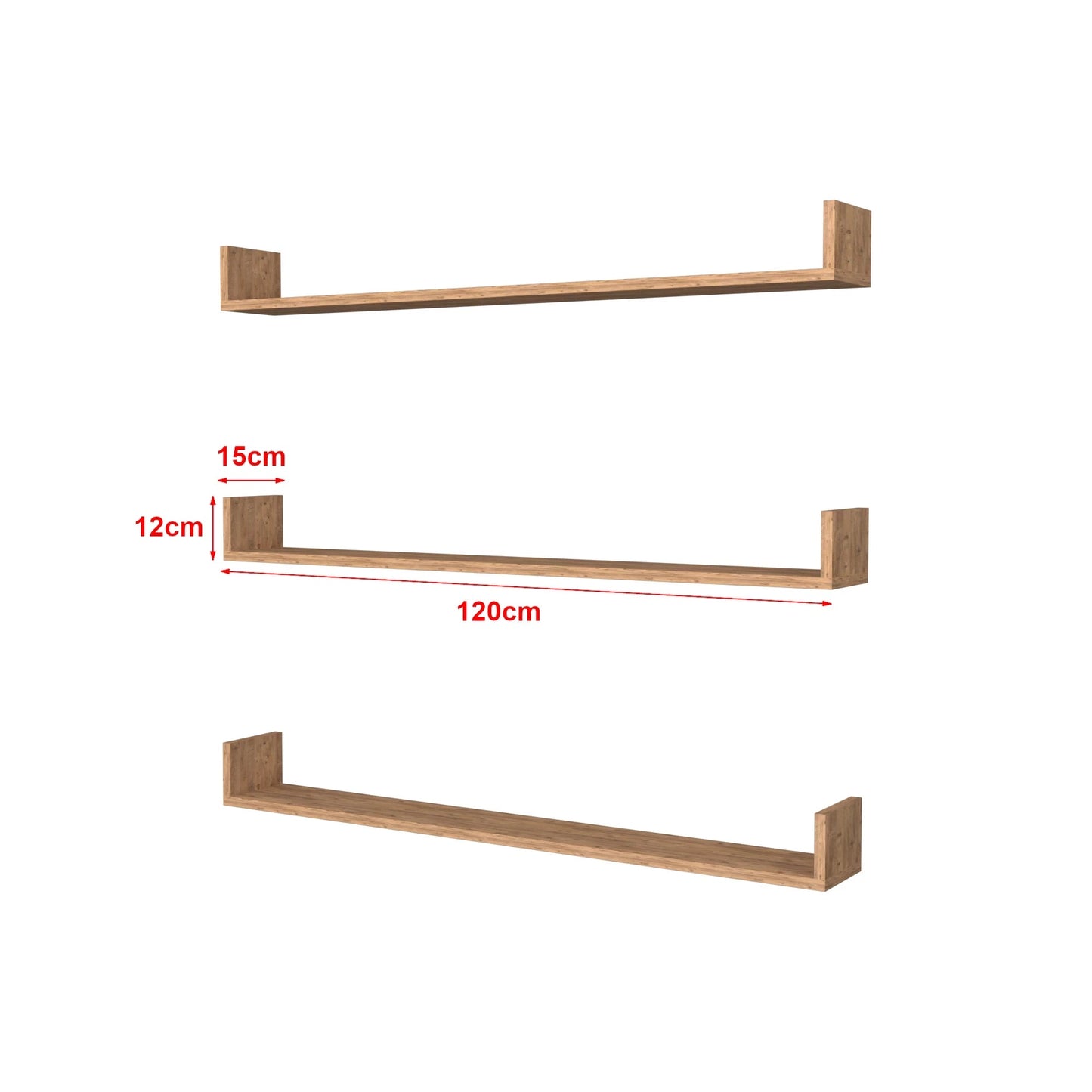 In And OutdoorMatch Wandplank Cissa - 12x120x15cm - Houtkleur - MDF Wandplank