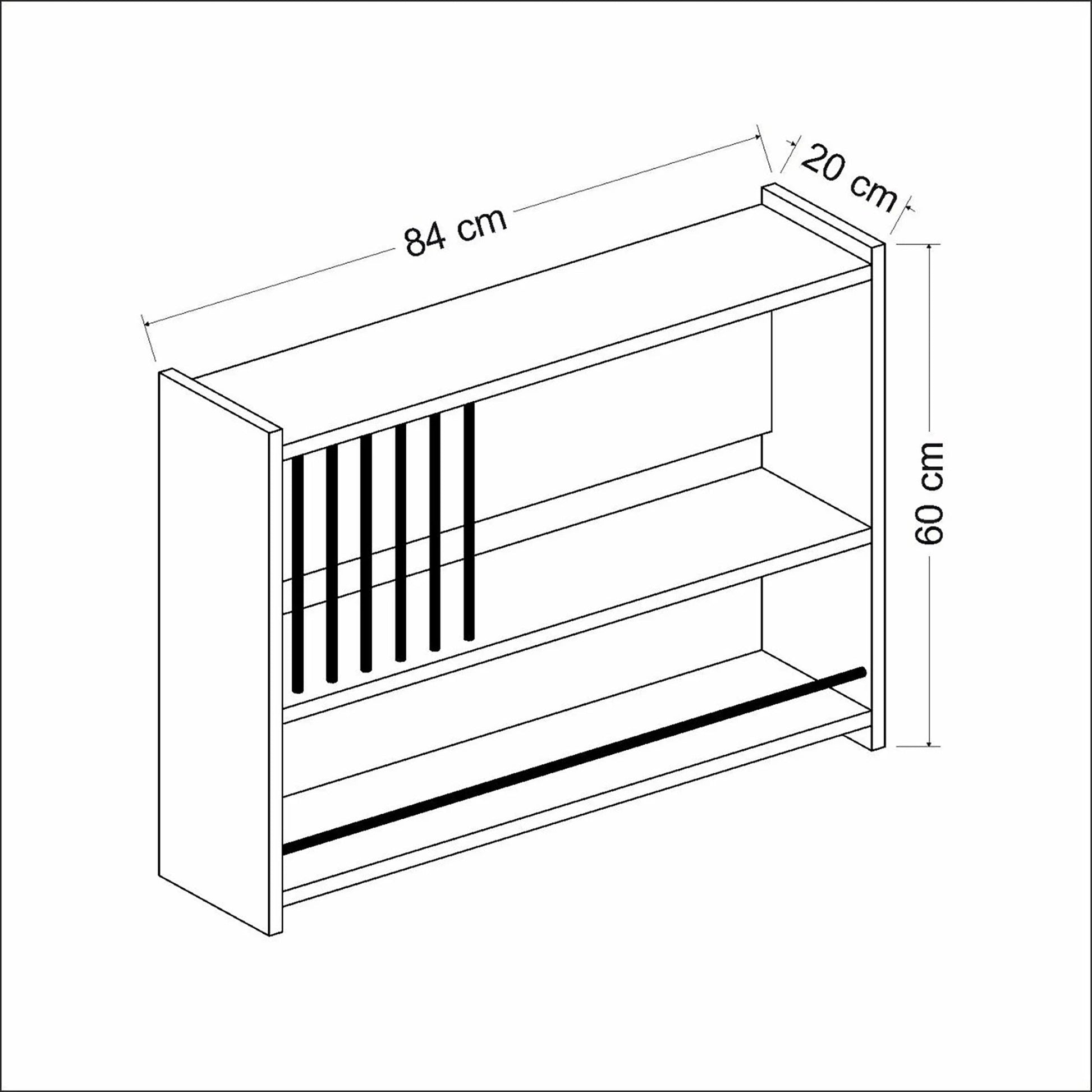 In And OutdoorMatch Wandplank Damaris - 60x84x20 cm - Wit - Spaanplaat - Ruimtebesparend - Modern Design Wandplank