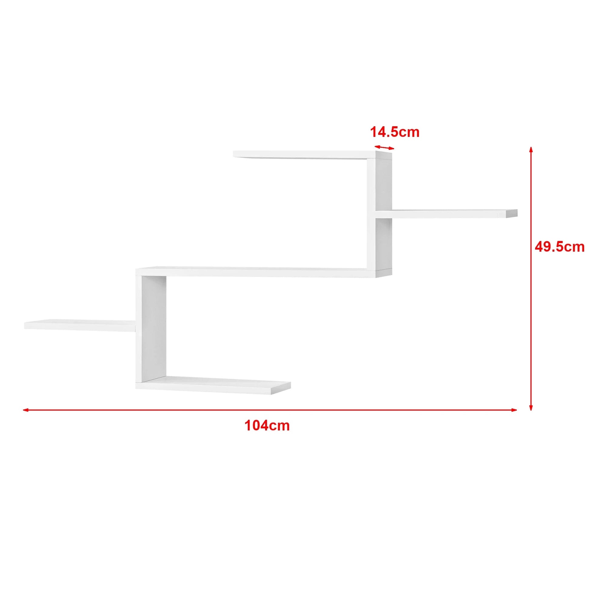 In And OutdoorMatch Wandplank Gerson - Met 5 Planken - 104x145x49,5 cm - Wit Mat - Spaanplaat - Modern Design Wandplank