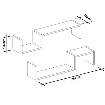 In And OutdoorMatch Wandplank Iason - 19,5x95,4x19,5 cm - Wit - MDF Wandplank