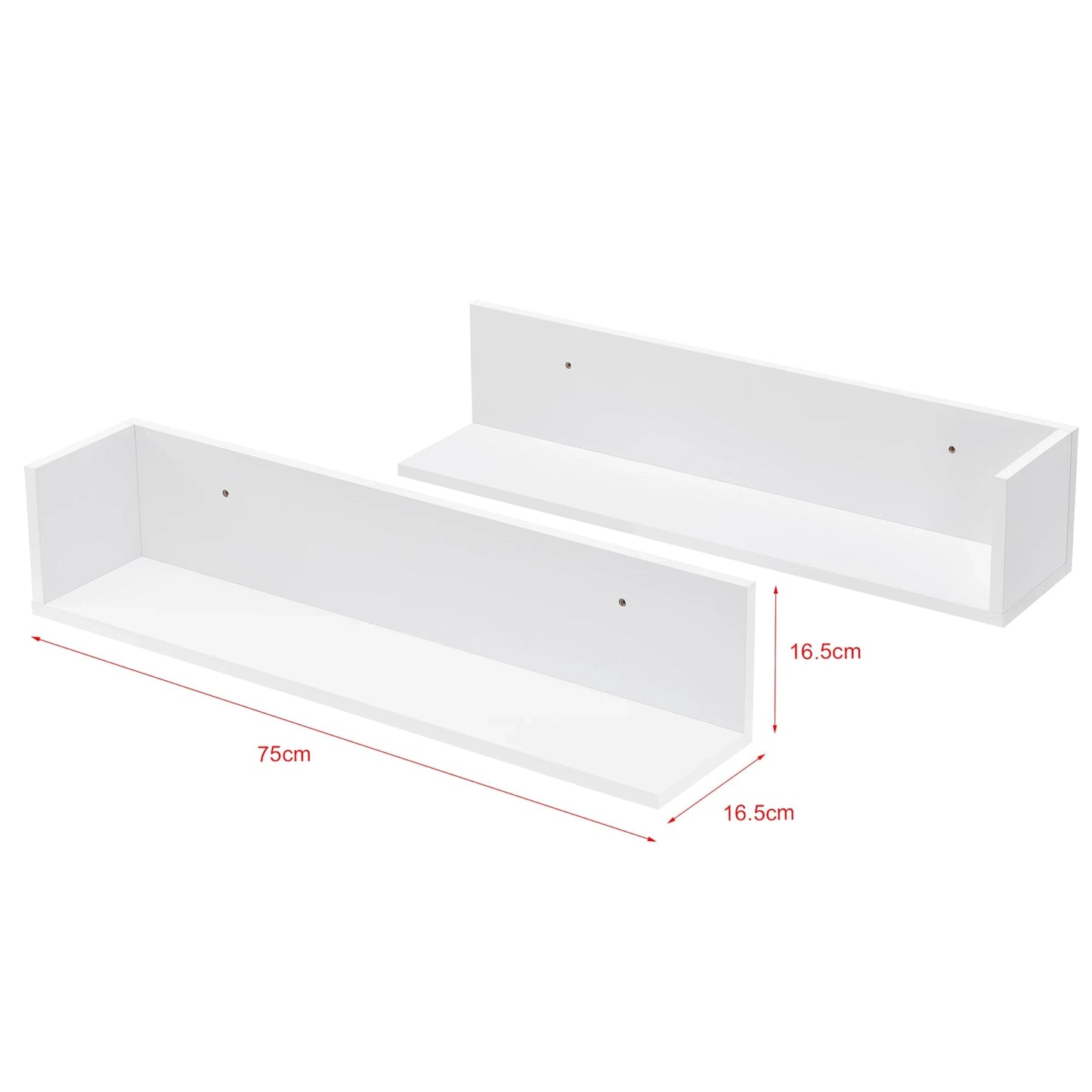 In And OutdoorMatch Wandplank Jamel - Set van 2 - 75x16,5x16,5 cm - Wit - Spaanplaat - Stijlvol design Wandplank