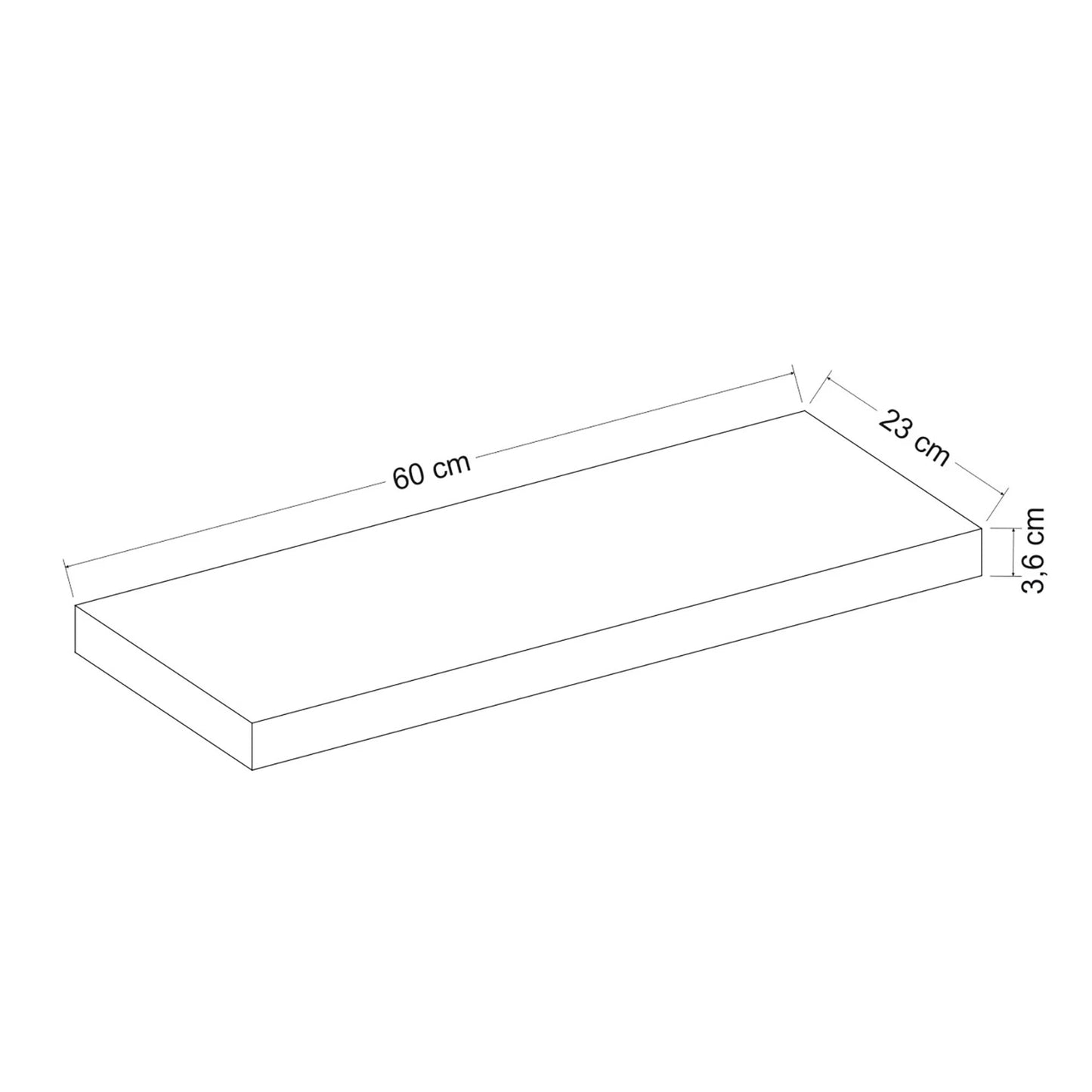 In And OutdoorMatch Wandplank Juanita - 36x60x23 cm - Wit - Spaanplaat - Stijlvol Design Wandplank