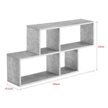 In And OutdoorMatch Wandplank Krista - Met 4 Vakken - 100x19,5x53 cm - Betonkleur - Stijlvol Design Wandplank