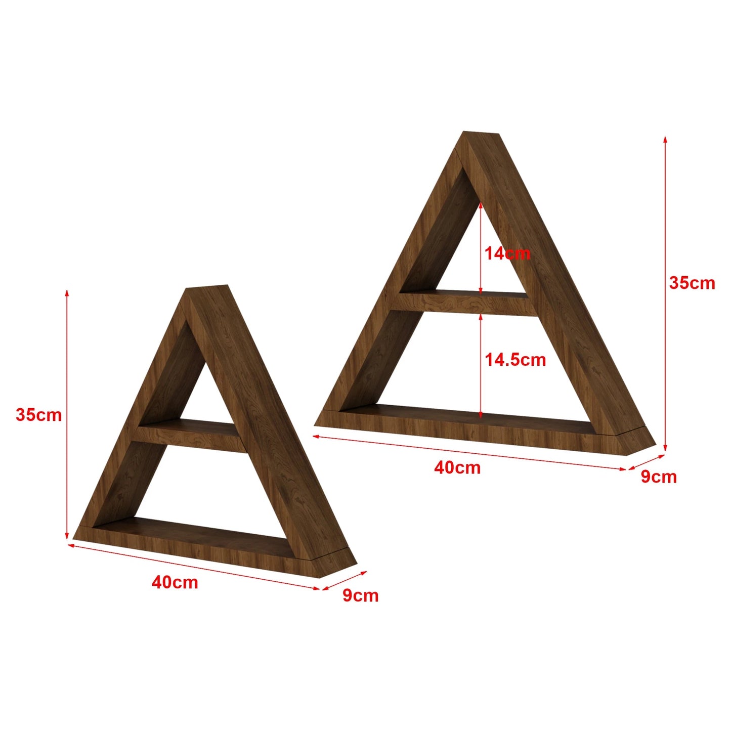 In And OutdoorMatch Wandplank Quin - Set van 2 - Houtkleurig Donker - 35x40x9 cm - Stijlvol Design Wandplank