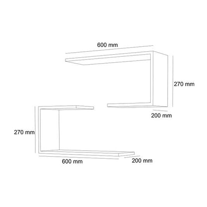 In And OutdoorMatch Wandplank Tyreek - Set van 2 Planken - Zwart - Spaanplaat - Stijlvol Design Wandplank