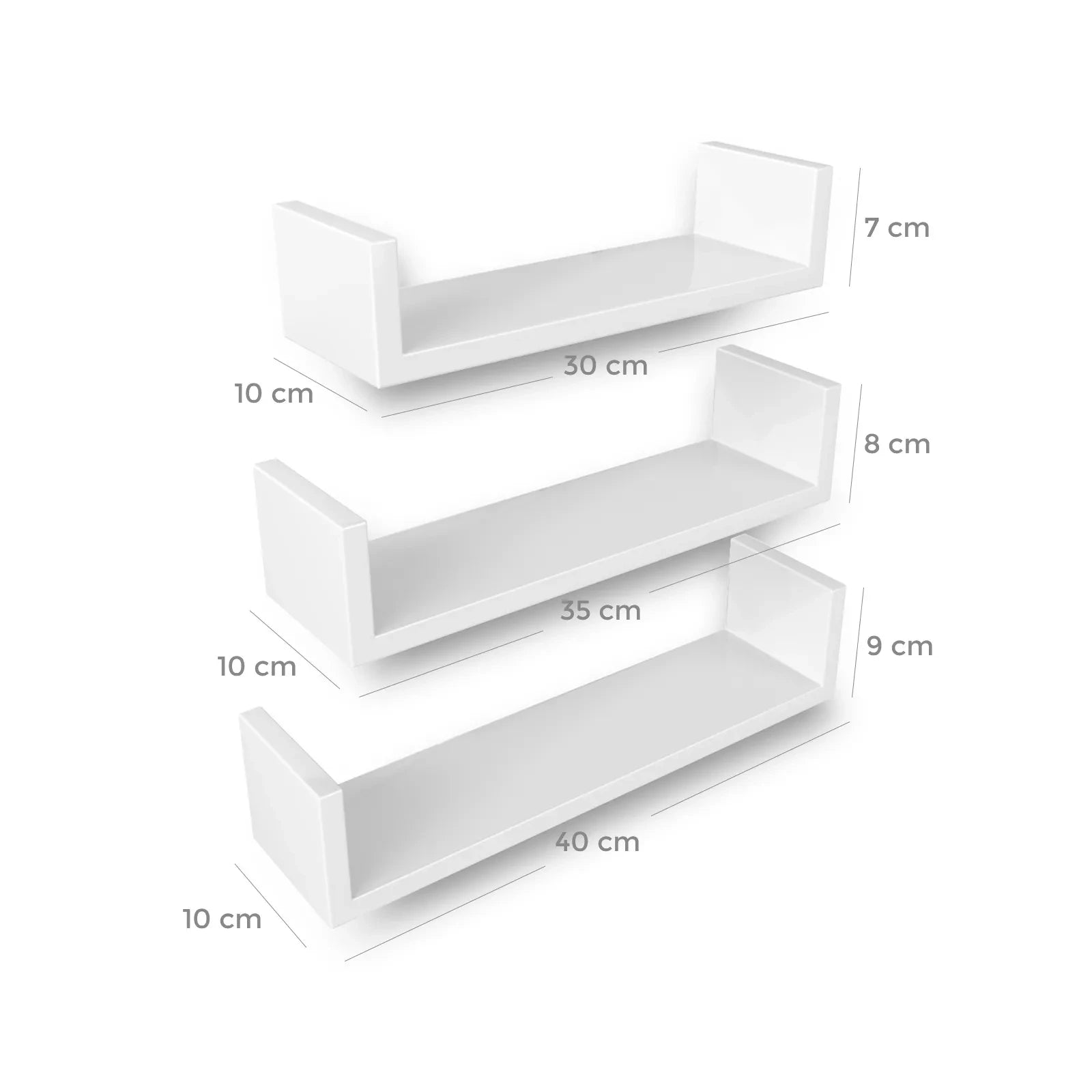 In And OutdoorMatch Wandplank zwevend Stanford - Wandrek - Wandplank - Boekenplank - Fotoplank - Wit - 60x15x14cm Wandplank