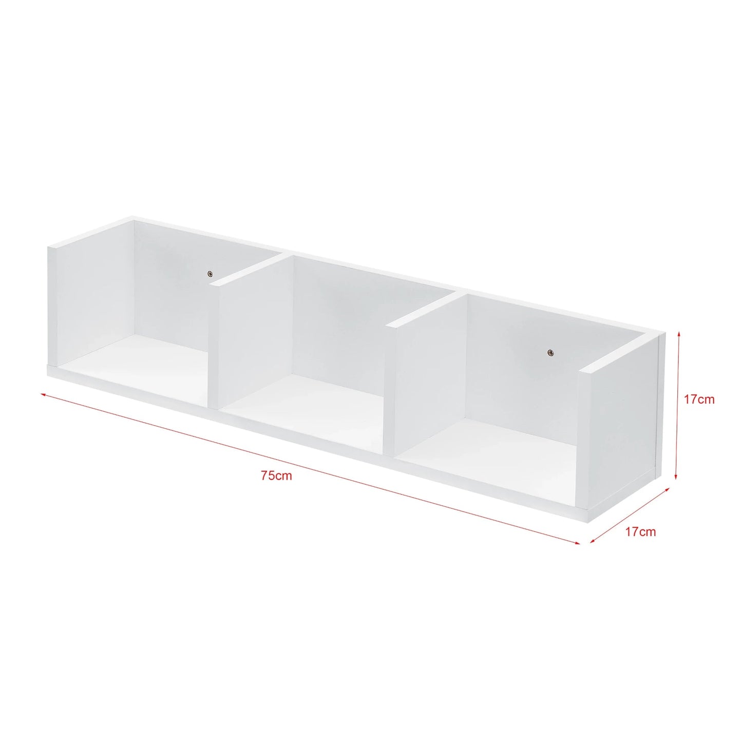 In And OutdoorMatch Wandrek Jacky - Wandplank - Met 3 Vakken - 75x17x17 cm - Wit - Spaanplaat - Modern Design Wandplank