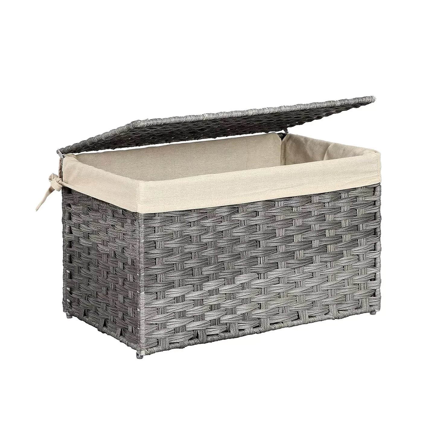 In And OutdoorMatch Wasmand met deksel Mavis - Met handvatten - Wasbox - Rechthoek - Wassorteerder - Rieten - 55x34x34cm Wasmand