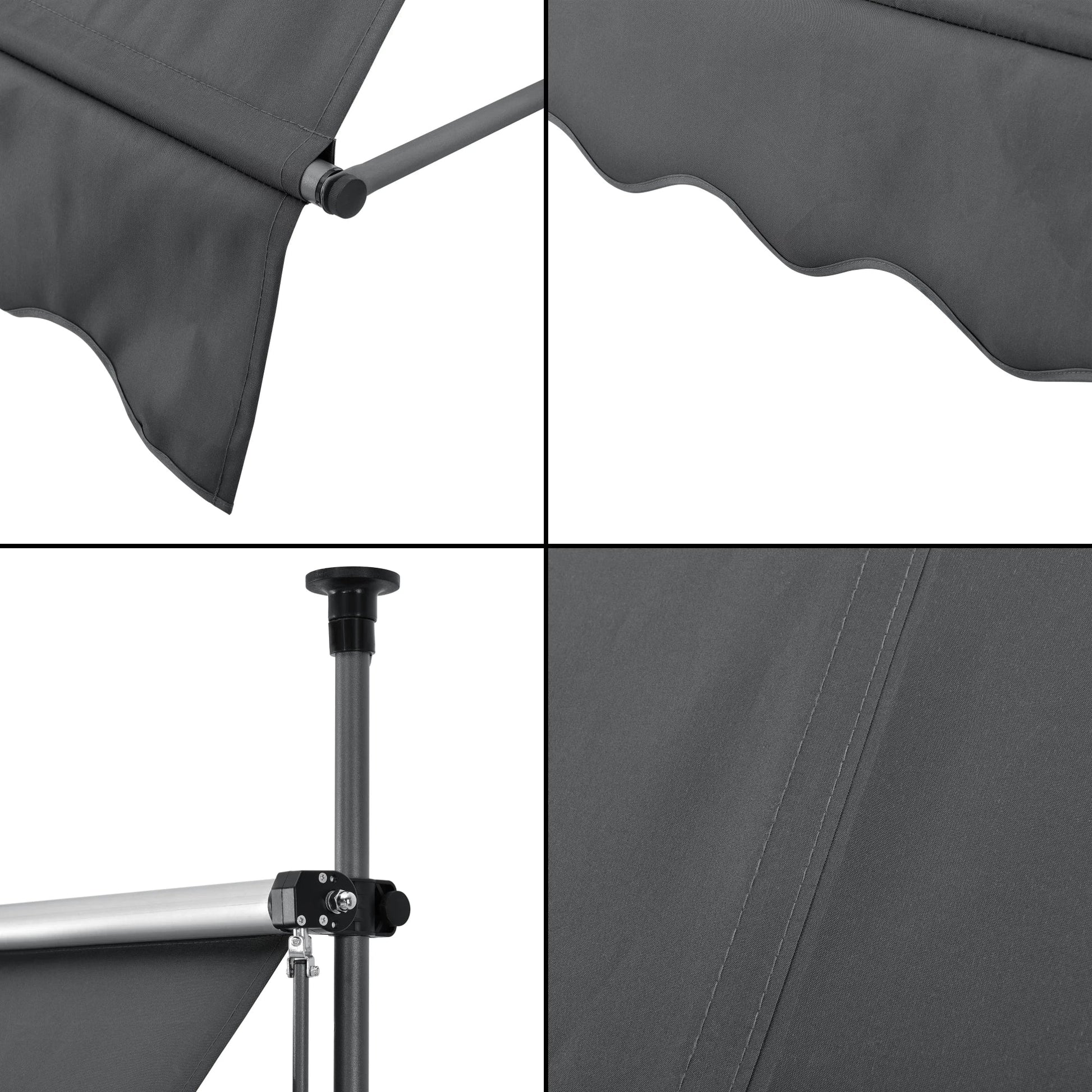 In And OutdoorMatch Zonnescherm Russel - Luifel - Verstelbaar - Antraciet en Grijs - 250x118x205-300 cm Sunshade