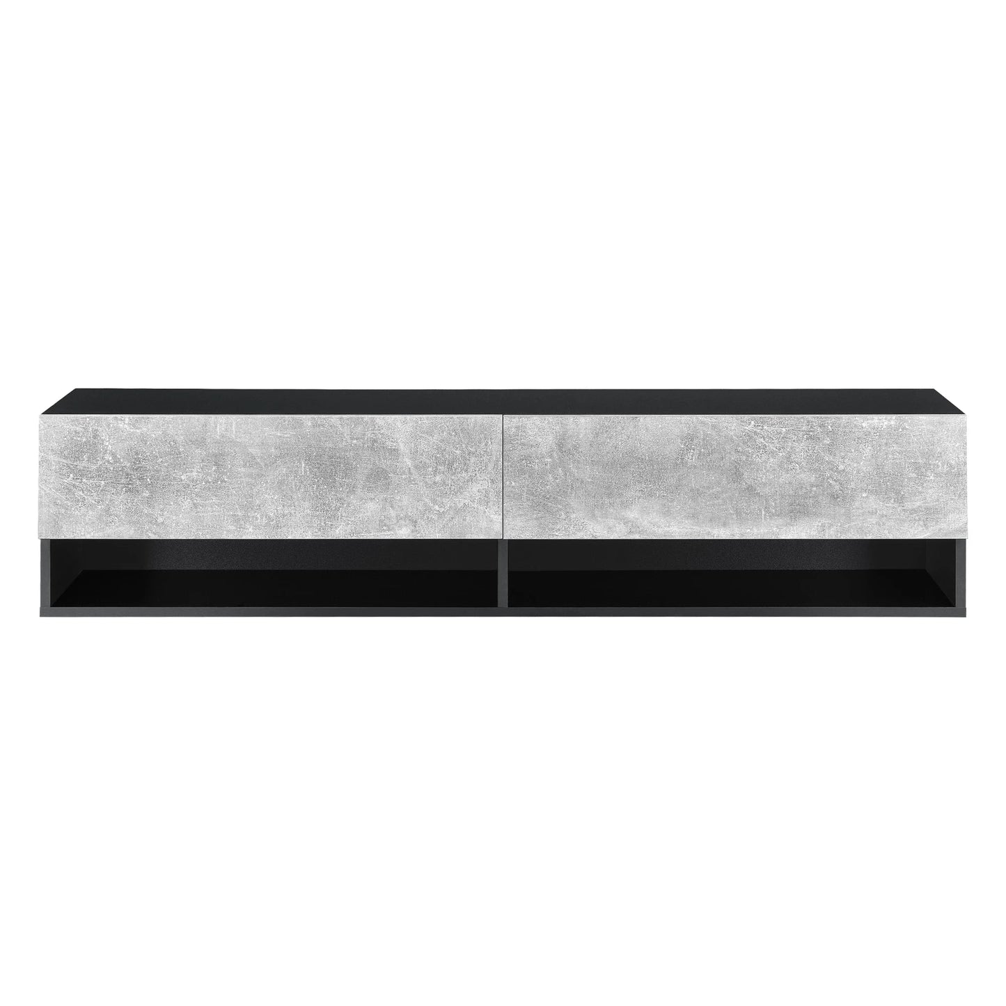 In And OutdoorMatch Zwevend Kast Selena - 140x31x30 cm - Zwart en Betonlook - Spaanplaat - Deluxe Design TV cabinet