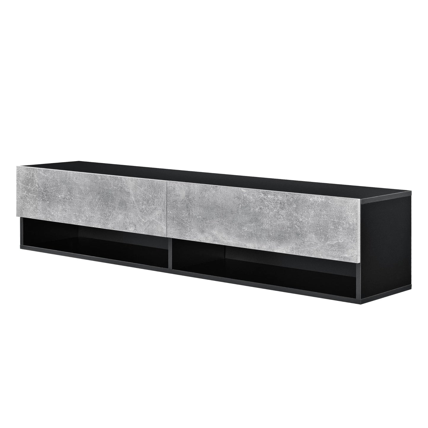 In And OutdoorMatch Zwevend Kast Selena - 140x31x30 cm - Zwart en Betonlook - Spaanplaat - Deluxe Design TV cabinet