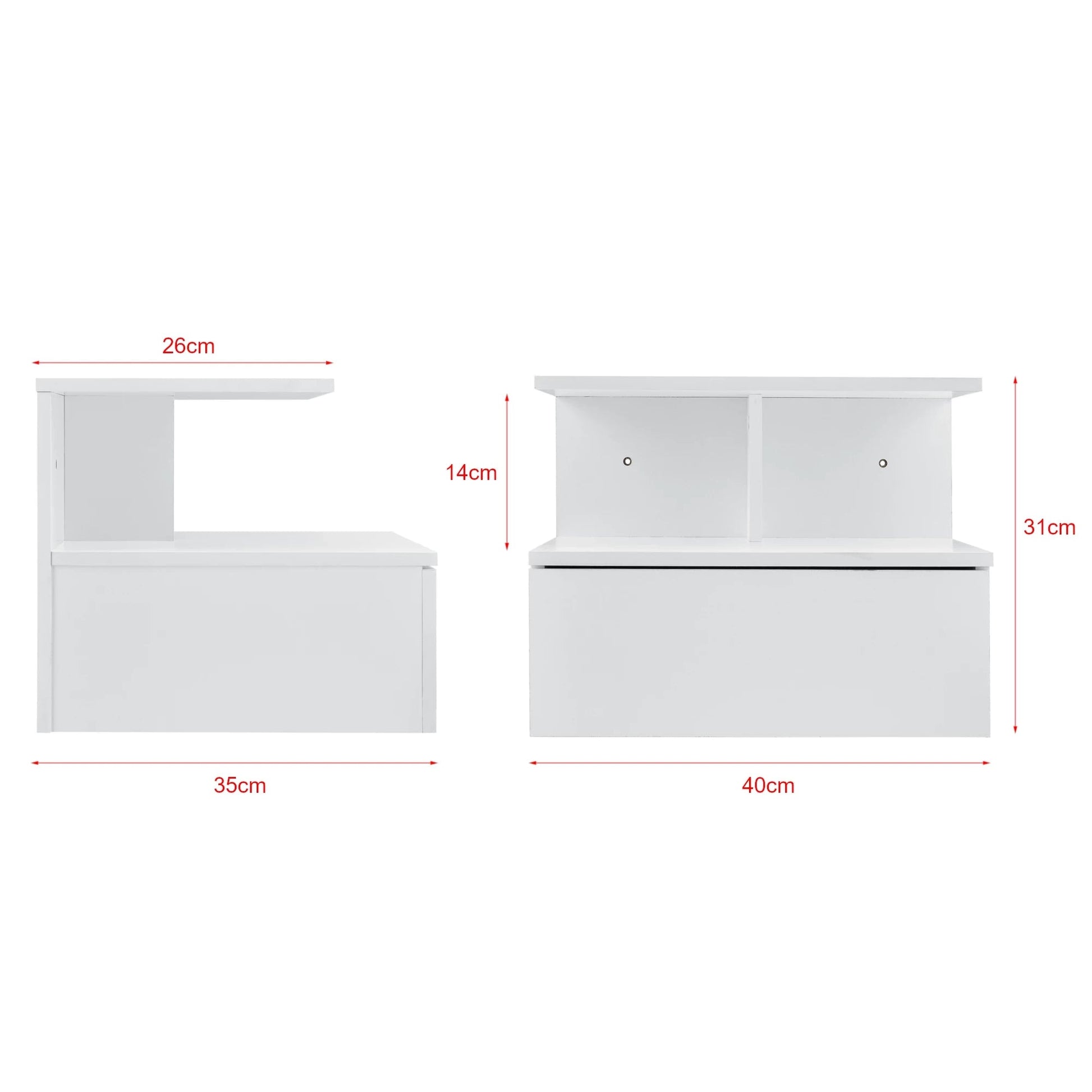 In And OutdoorMatch Zwevend Nachtkastje Millie - Met Lade - 40x35x31 cm - Wit - Spaanplaat - Stijlvolle uitstraling Kast