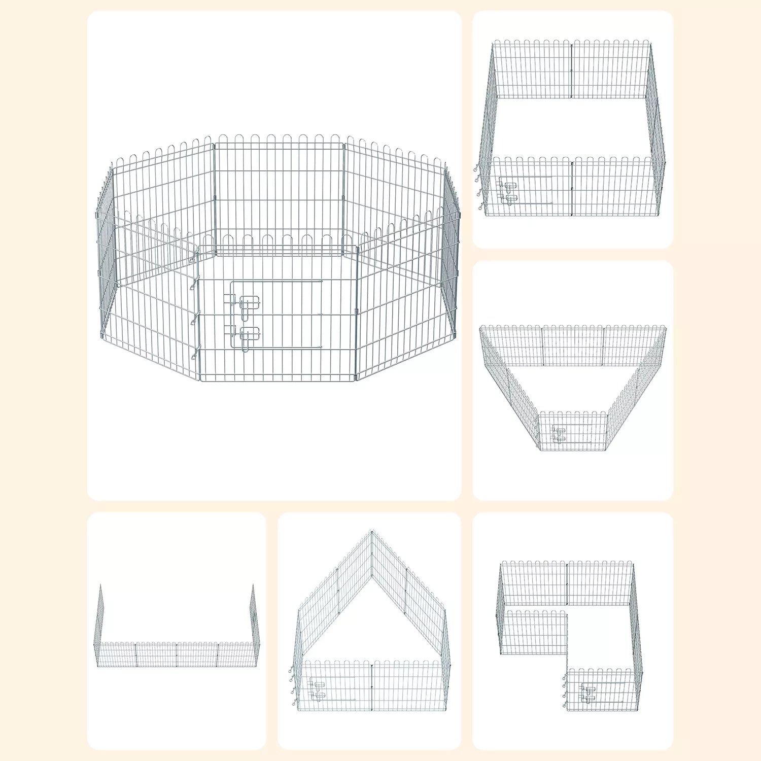 In And OutdoorMatch hondenren Joohnny - konijnenrenverblijf - opvouwbaar - voor honden - puppy - cavia - zilver Dierenkooi