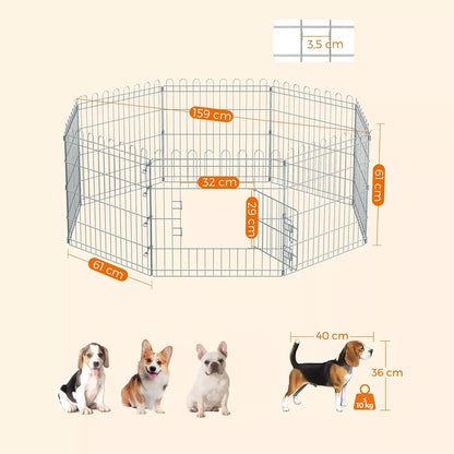 In And OutdoorMatch hondenren Joohnny - konijnenrenverblijf - opvouwbaar - voor honden - puppy - cavia - zilver Dierenkooi