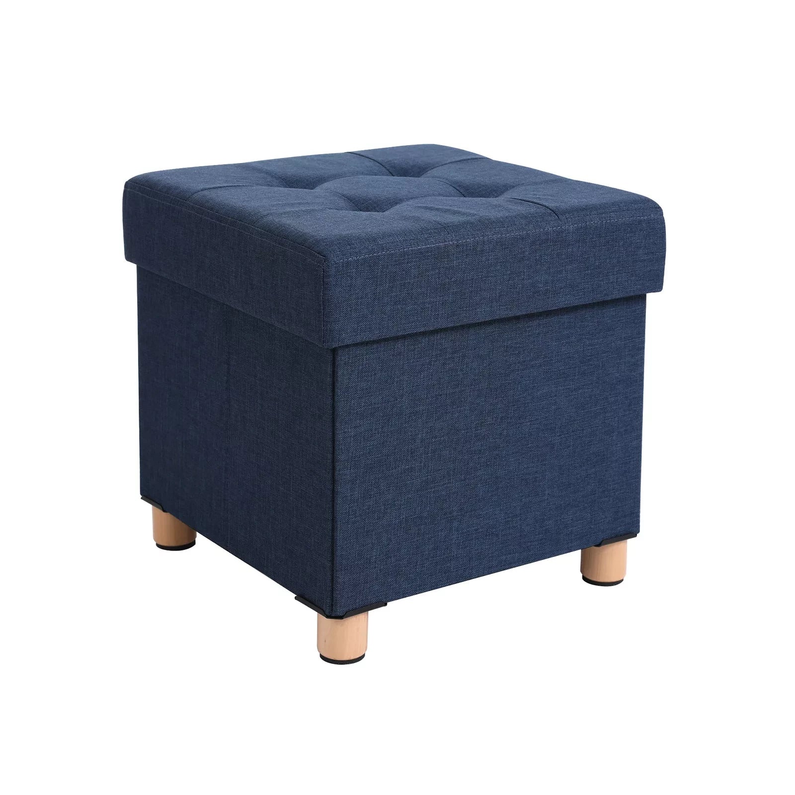 In And OutdoorMatch poef Leia - Enrique - Marineblauw - Stof - met binnenopbergruimte - 38x38x38cm - modern design stool